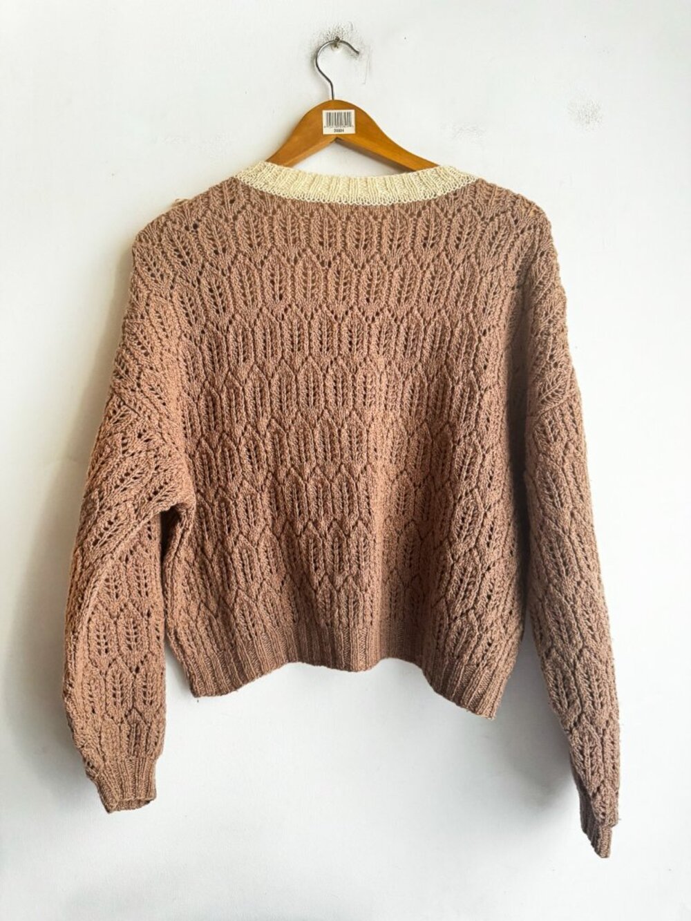 Vintage Crochet Hand knit Two Tone Floral Sweater Top M - Picture 3 of 6